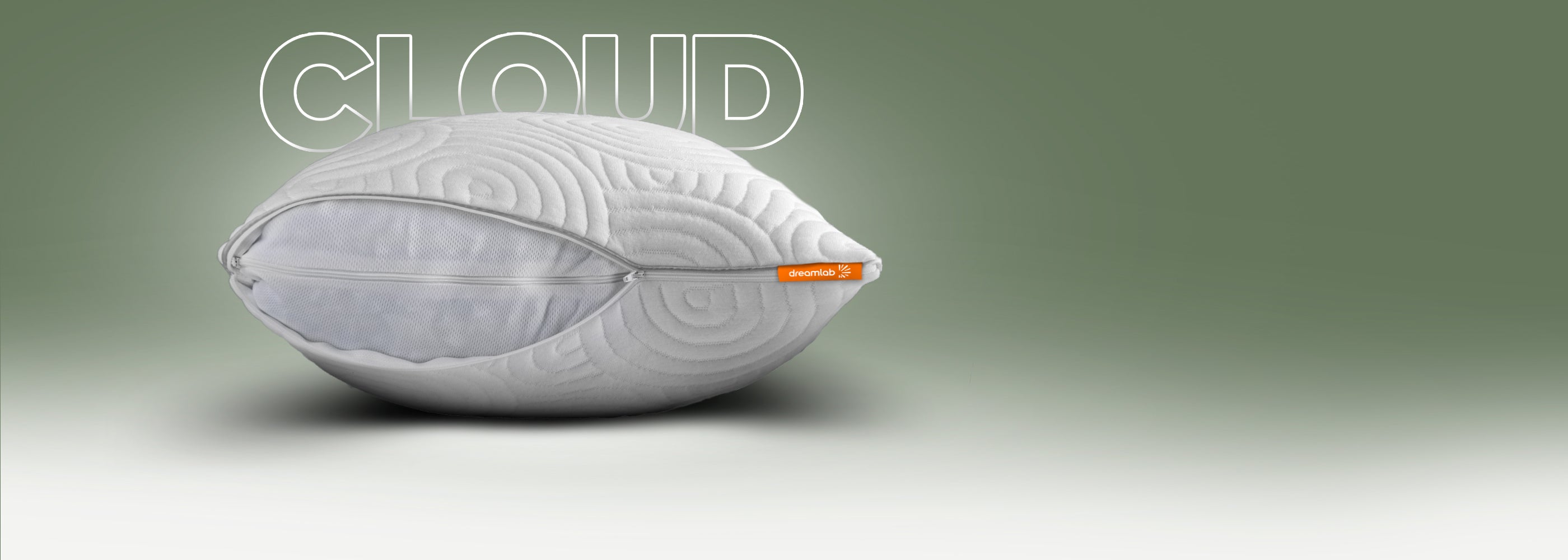 Almohada Dreamlab con ajuste personalizado, retira el relleno según tu estilo de dormir para mayor confort.