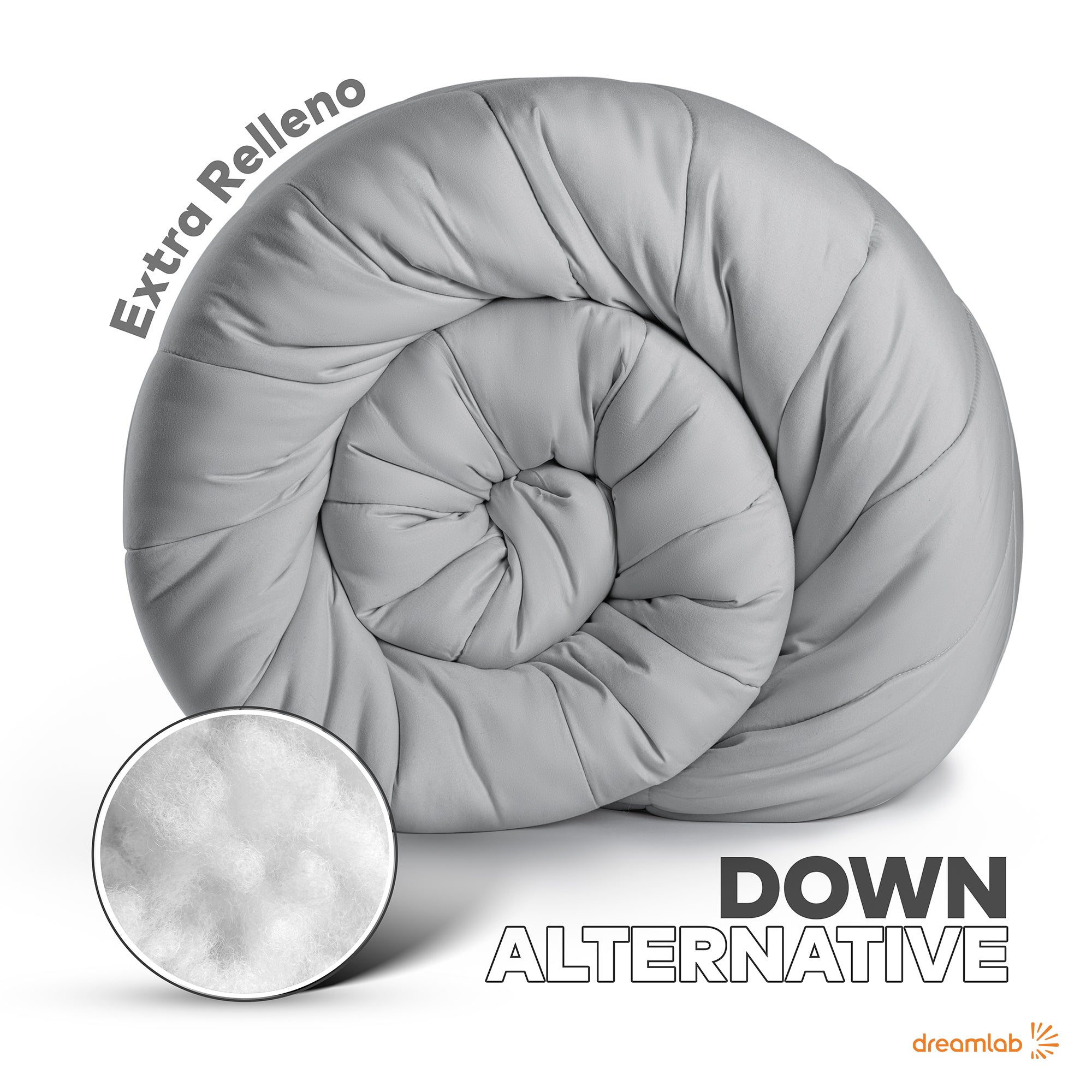 Edredón acolchado Dreamlab matrimonial gris claro, ideal para todo el año, con relleno de microfibras recubiertas en gel.