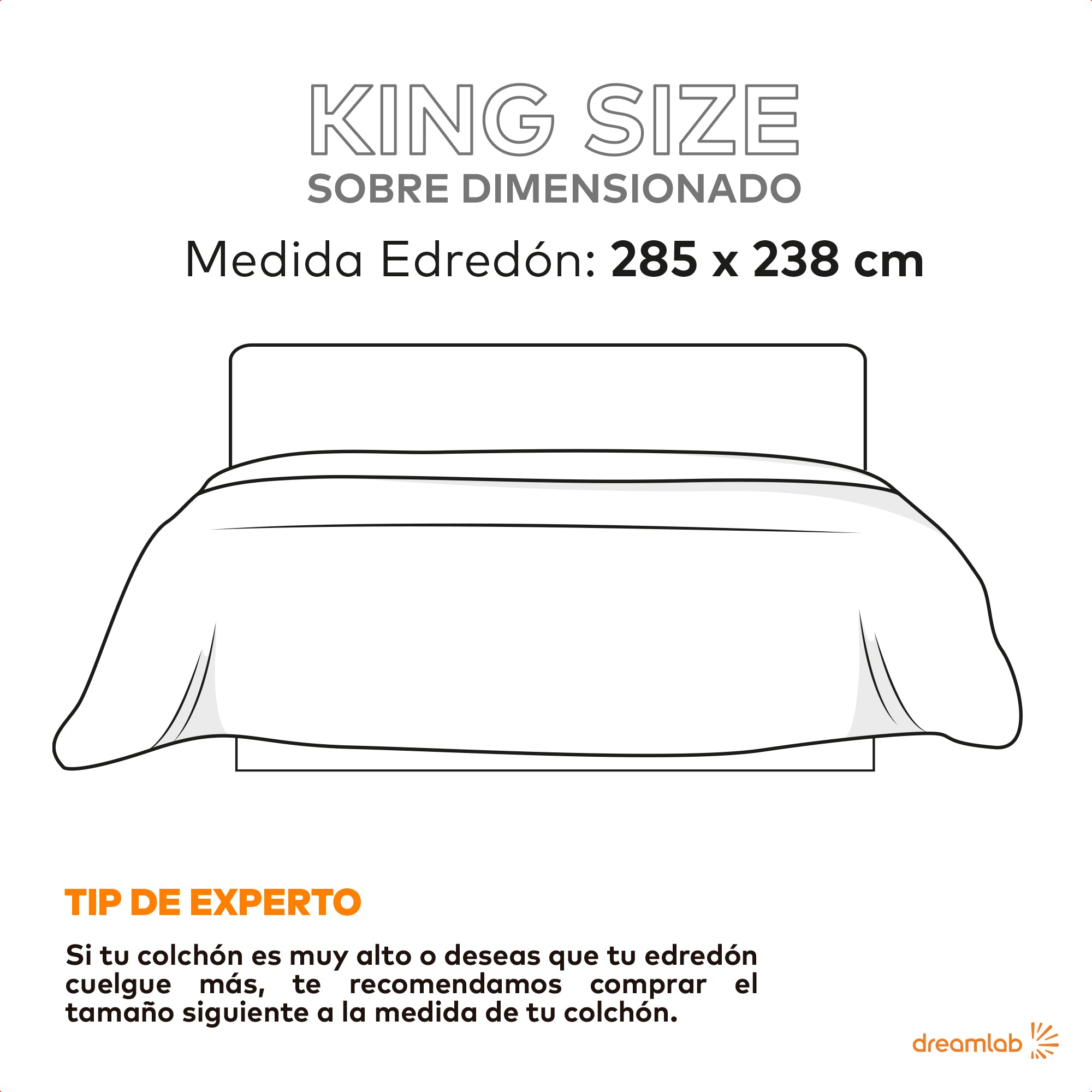 Edredón Dreamlab blanco king, ideal para camas grandes, ofreciendo confort y estilo en un solo producto.