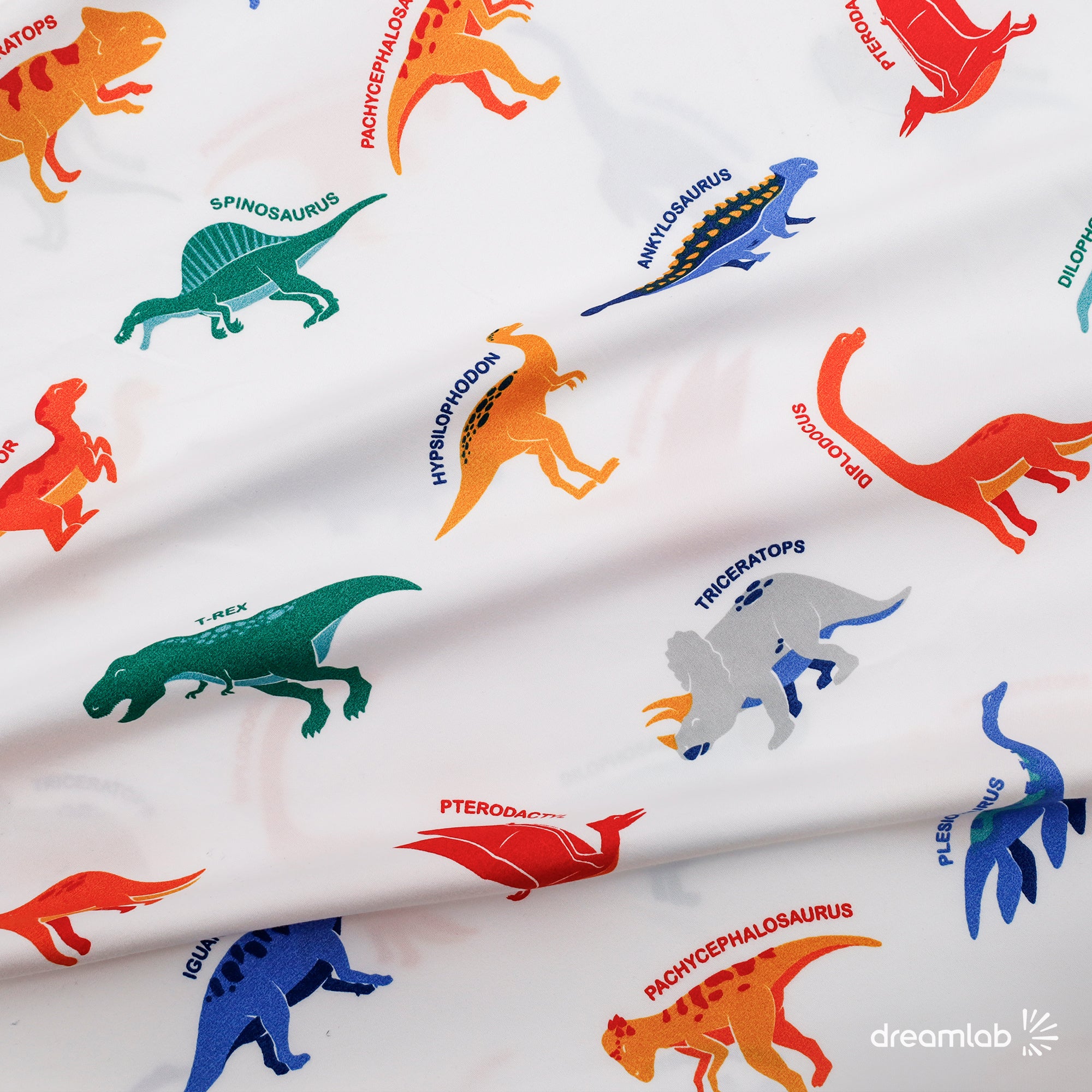 Sábanas Dreamlab con estampado de dinosaurios divertidos, hipoalergénicas, suaves y resistentes, para camas de niños y niñas.