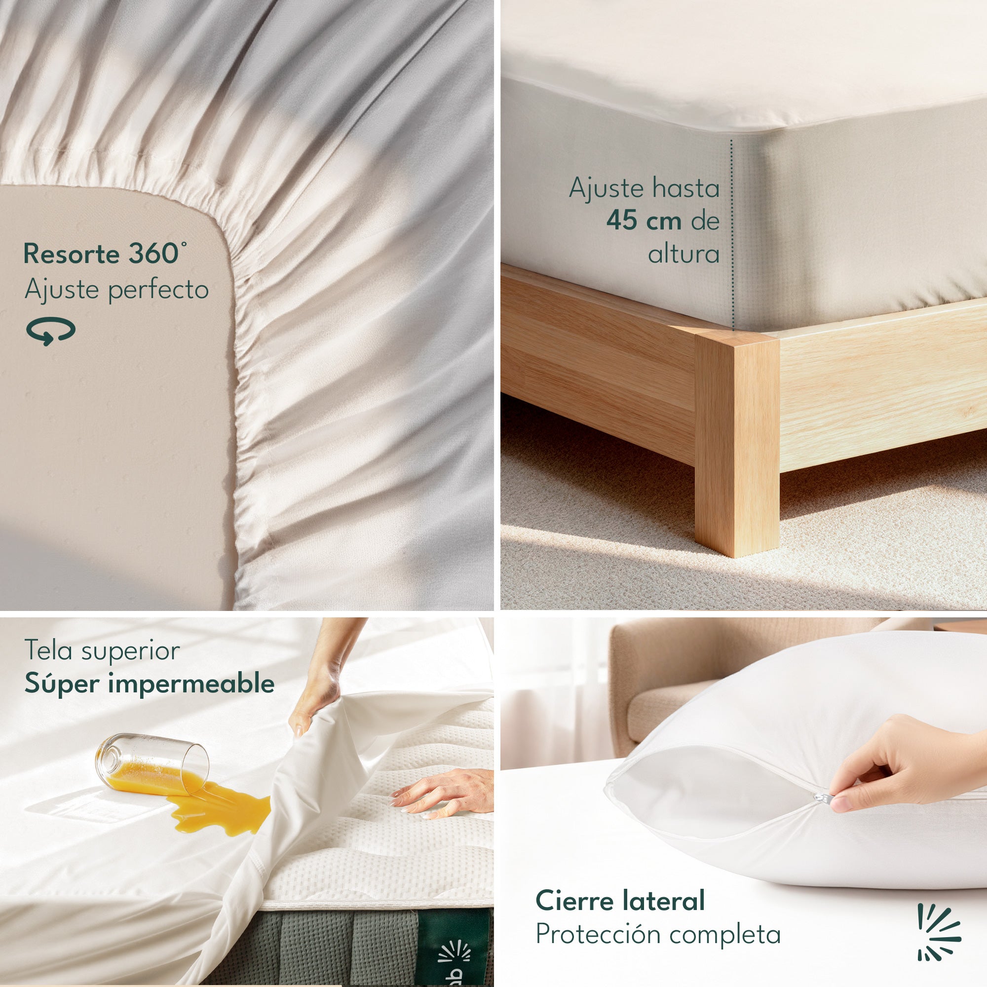 Set Protector de Colchón y Almohadas Impermeable