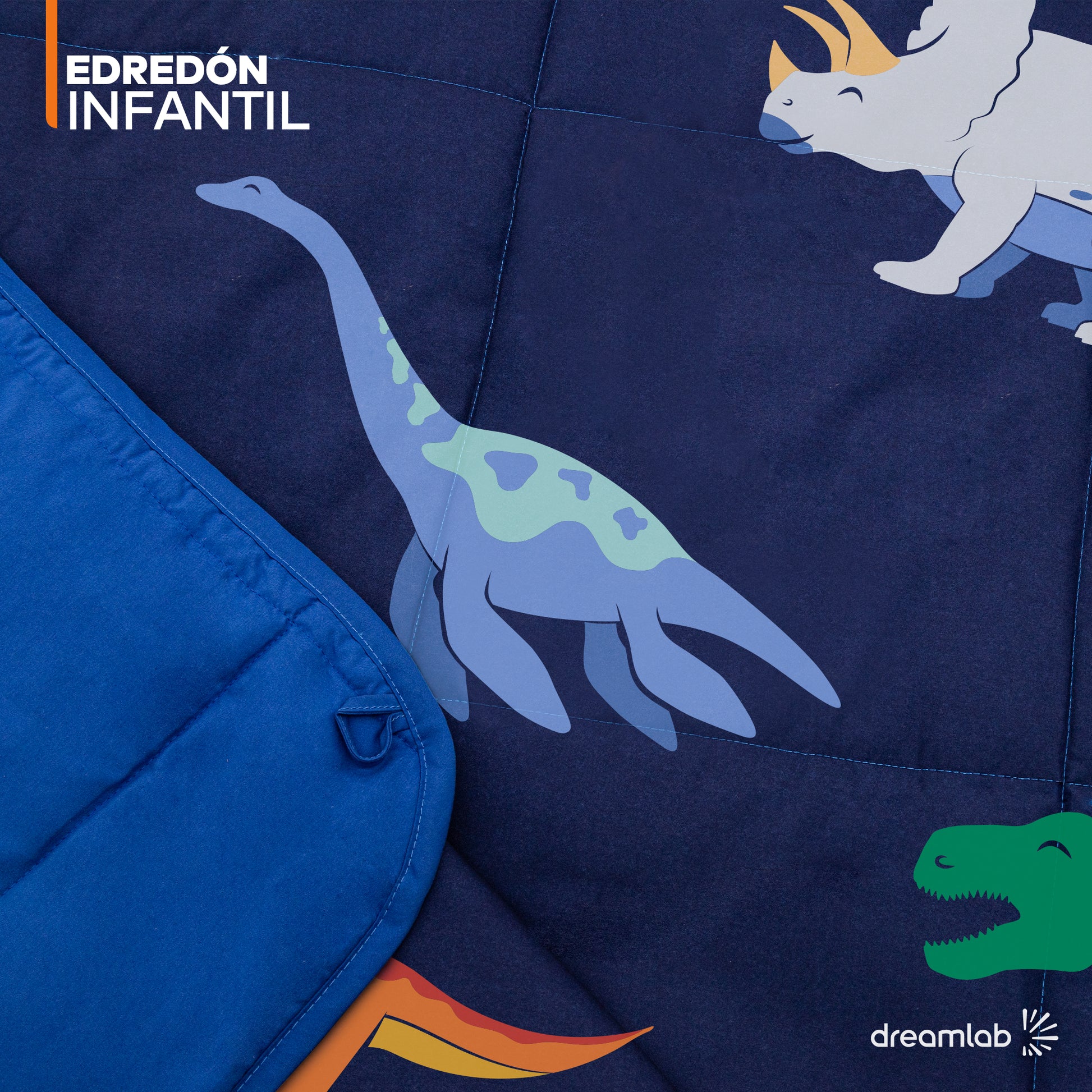 Edredón infantil con diseño animado de dinosaurios, hipoalergénico y suave, para el descanso de los más pequeños.
