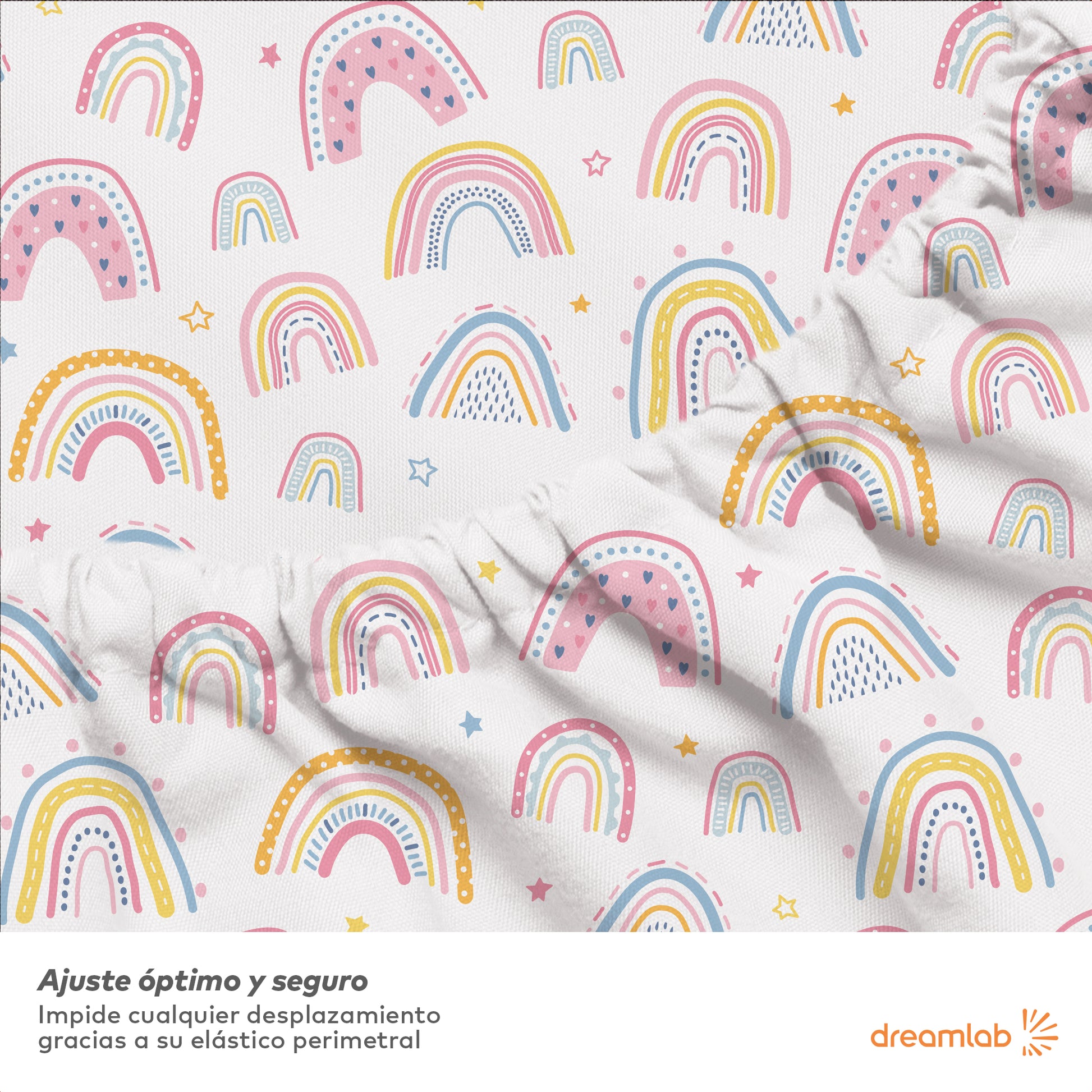 Sábanas Dreamlab con diseño de arcoíris, divertidas, hipoalergénicas y suaves, para el descanso de niños y niñas.
